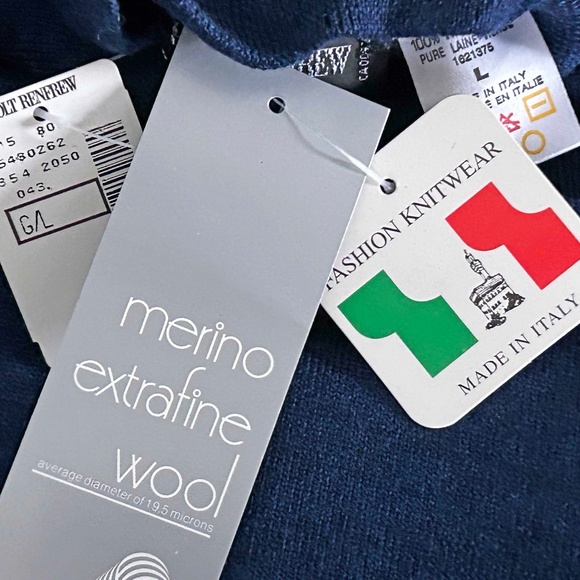 SWEATER, 100% FINE MERINO WOOL, SIZE L, DEEP BLUE, MOCK NECK, LONG SLEEVES, HOLT - Picture 3 of 4